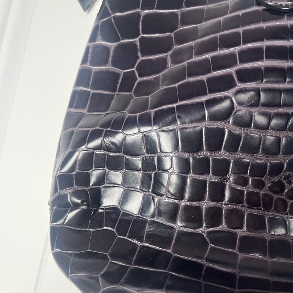 Oscar de la Renta Black Crocodile-Embossed Tote - Picture 4 of 16